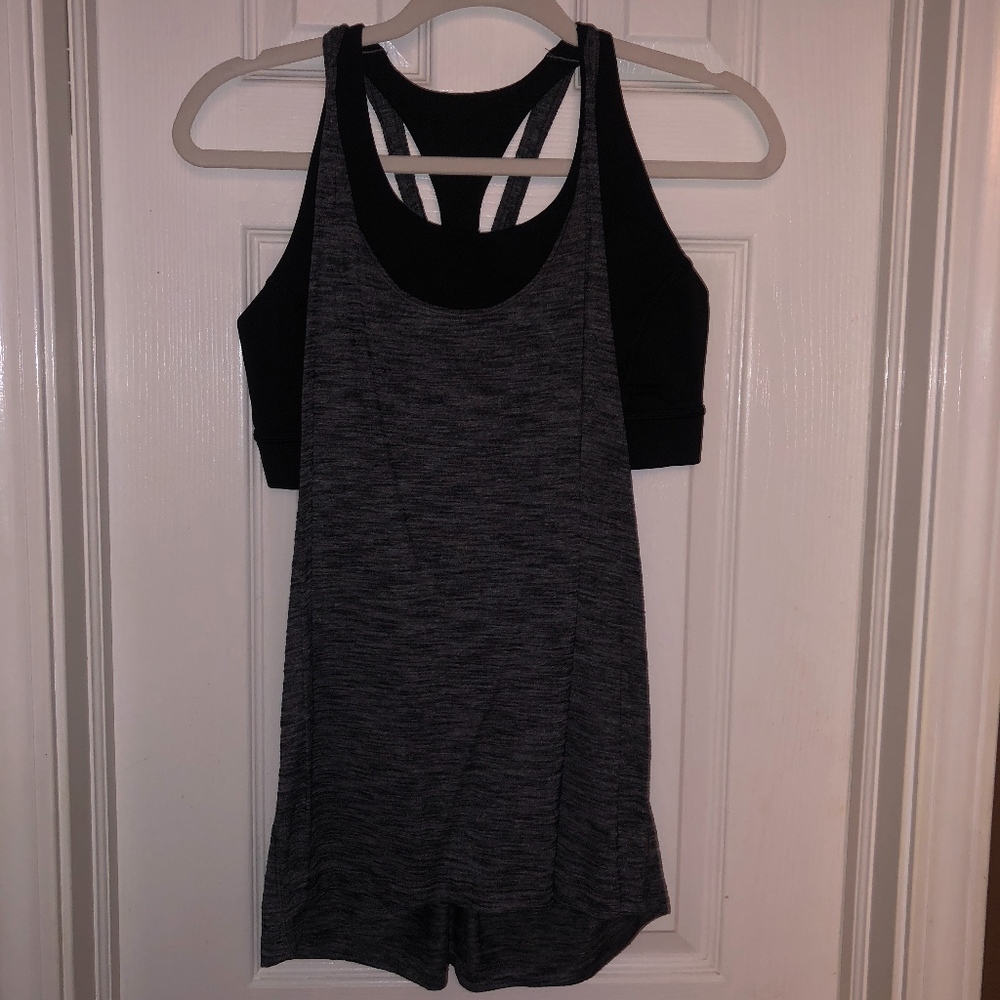 dark grey lululemon tank top with bra size 10 - Picture 2 of 4